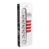 Strāvas sadalītājs MACLEAN MCE395 W — 5 rozetes, 3× USB A, 110–240 V maiņstrāva, 2.1 A USB, maks. 2500 W, balts, 1,5 m kabelis