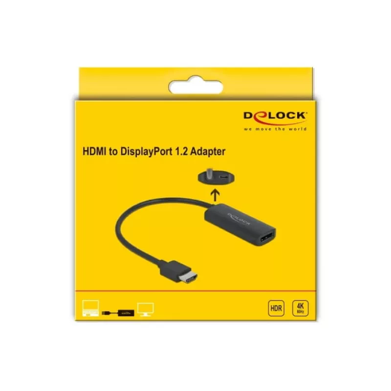Adapteris HDMI-A vīr. uz DisplayPort siev. 4K 60 Hz DeLOCK 63206