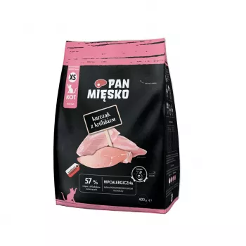 Sausā kaķu barība Pan Miesko Chicken with Rabbit XS 400 g — Junior, mazām šķirnēm, 39% proteīna, 16% tauku