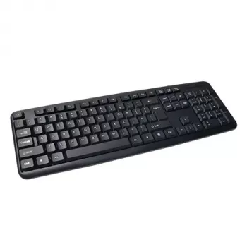Vadu pilnizmēra tastatūra VAKOSS TK-103PK — USB, 104 taustiņi, ciparu tastatūra, melna, 1,4 m kabelis