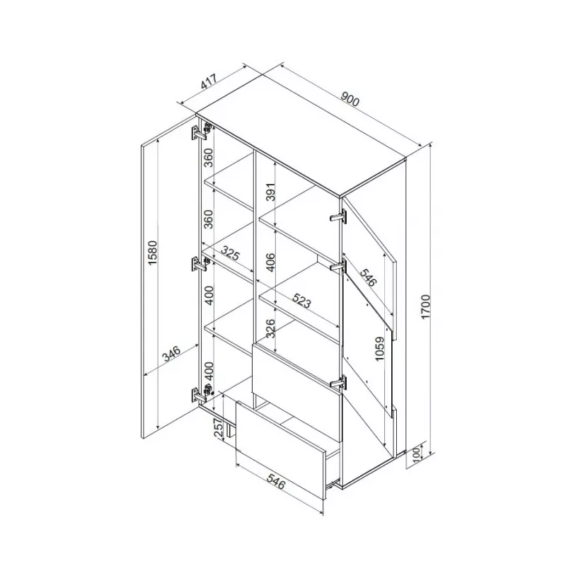 Uzglabāšanas skapis cama meble ALMA 90x41.5xH170 cm kašmira krāsā — stāvošs pie sienas