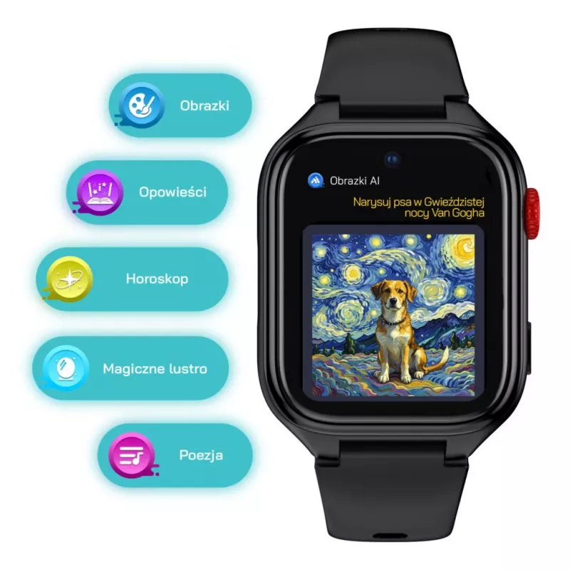 Smartwatch Stelio ST-SWJ102-BK Junior Pro AI 4G melns – bērnu viedpulkstenis ar 4G savienojamību