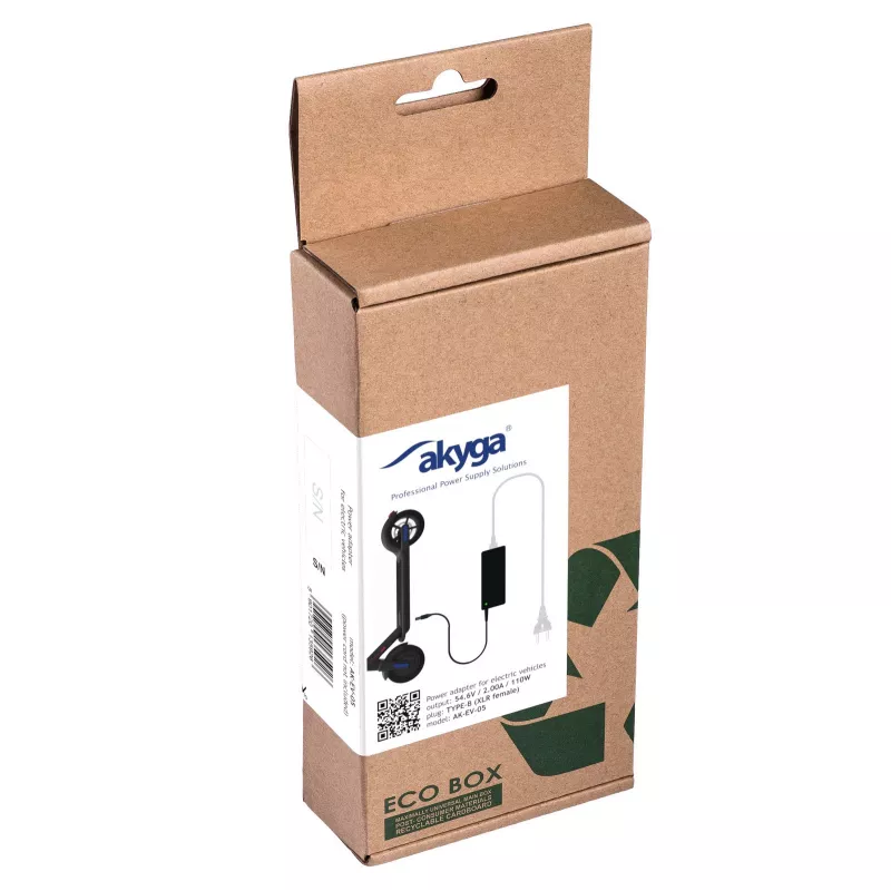 Akyga AK-EV-05 elektrovelosipēda lādētājs 48 V akumulatoriem, 54,6 V / 2 A, 110 W, GX16 12 mm ligzda, 1 m