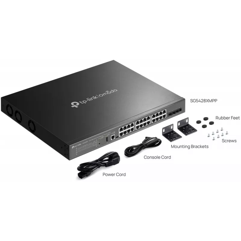 TP-Link SG5428XMPP tīkla komutators Pārvaldāms L3 Gigabit Ethernet (10/100/1000) Power over Ethernet (PoE) Melns