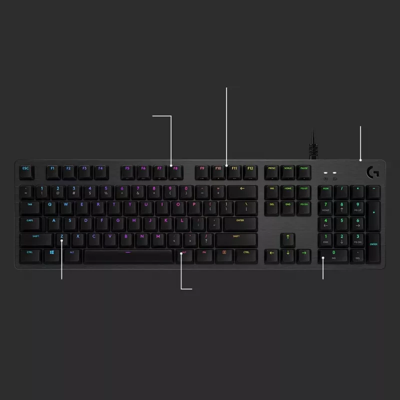 Logitech G512 Gaming tastatūra, melna, vadu, Šveices, 920-009347
