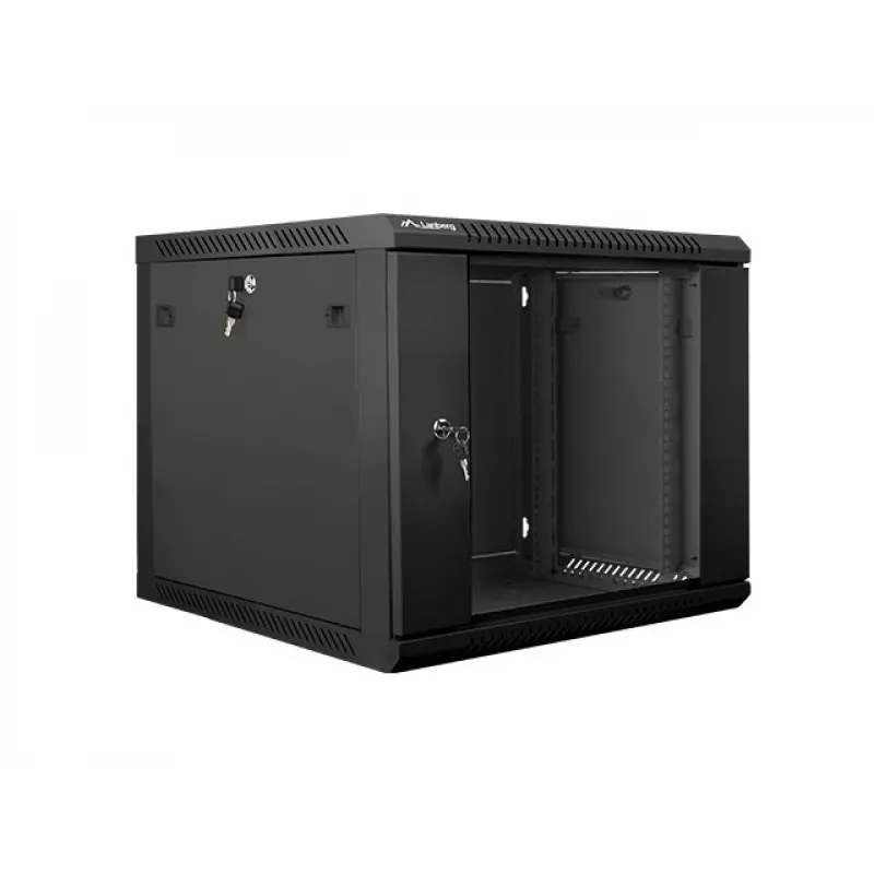 Sienas skapis LANBERG 9U 19 collu WF01-6609-10B, 600×600×507 mm, 60 kg, IP20, melns