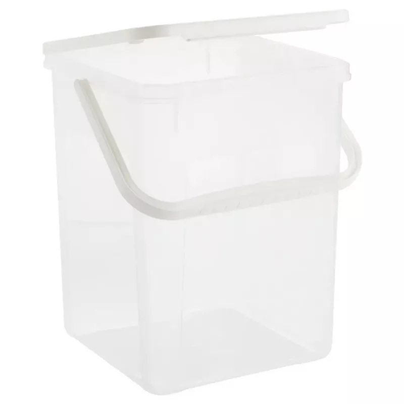 Plastmasas mazgāšanas līdzekļu trauks Rotho Basic 9 L modelis 1770101100RP, balts, vāks, pakarināšanas caurums