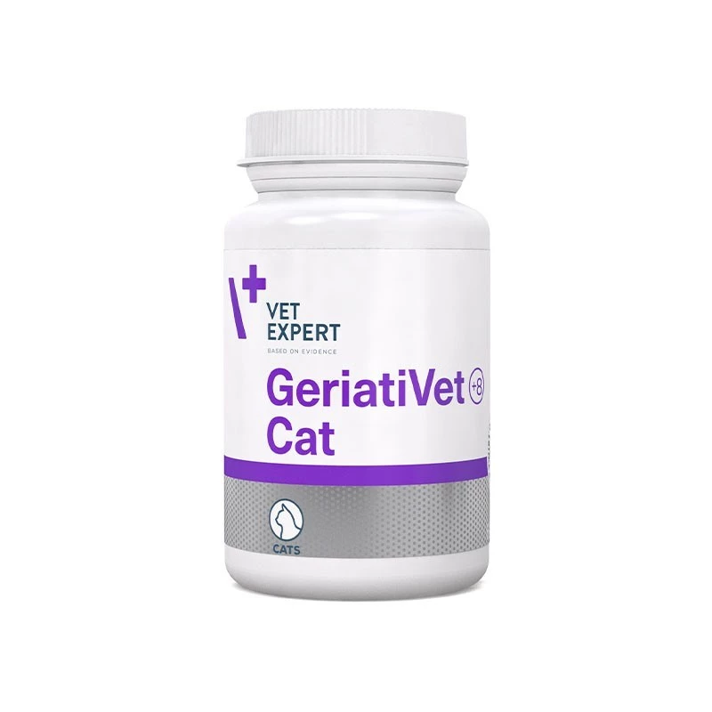 Uztura bagātinātājs VETEXPERT GeriatiVet Cat kapsulas 60 gab. — vecāka gadagājuma kaķu atbalsts, smadzeņu darbības veicinātājs, bez lipekļa un sojas