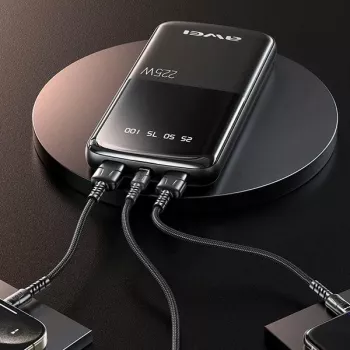 Awei PowerBank P10K 10000 MAh 22,5W Melns/Melns (10000mAh, 22W, 22.50Wh), Powerbank, Melns