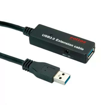 USB kabelis ROLINE 12.04.1072 USB 3.2 Gen 1 20 m USB A Melns