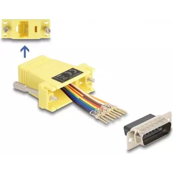DeLOCK D-Sub 15 kontaktu sievišķais uz RJ45 sievišķais montāžas komplekts dzeltens VGA RJ-45