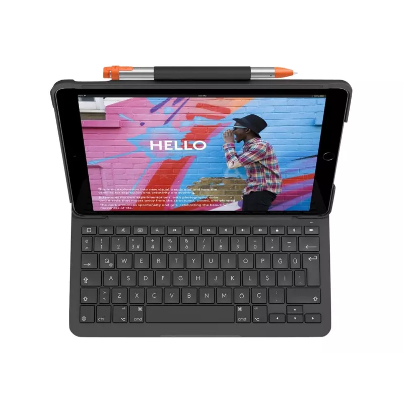 Logitech plāns Folio tastatūra QWERTY dāņu somu norvēģu zviedru Bluetooth pelēka