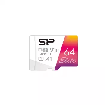 Silicon Power Elite microSDXC UHS-I 64GB atmiņas karte — 100 MB/s, 64 GB, UHS-I, Class 10, V10, A1