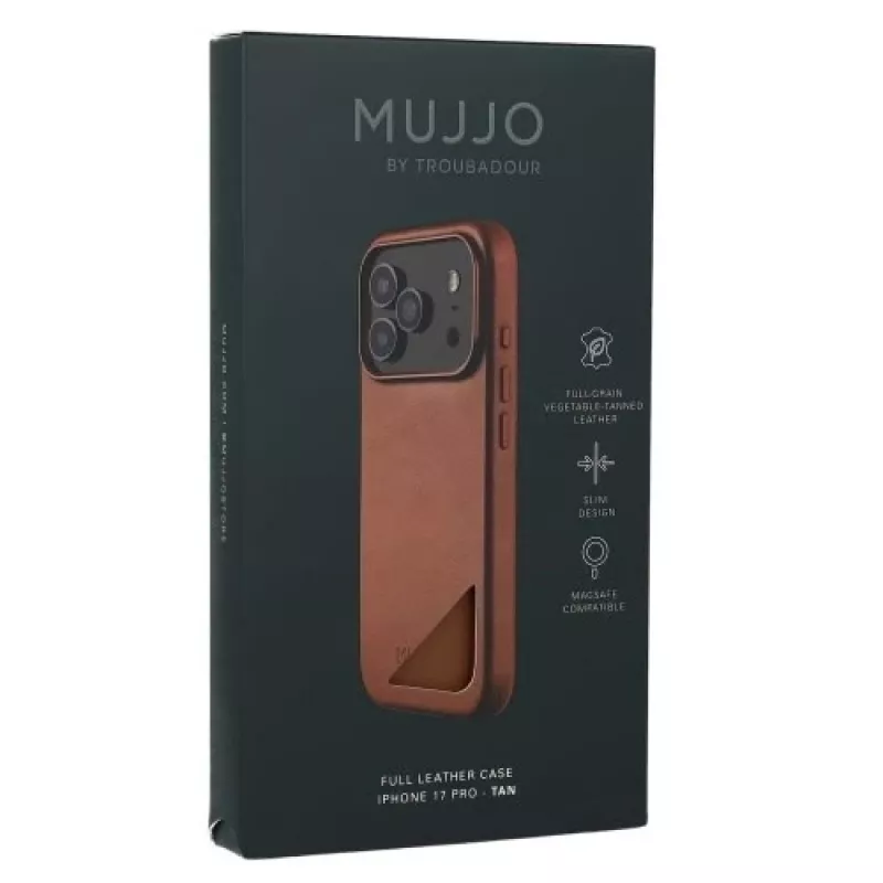 Mujjo Full Leather Case MagSafe vāciņš priekš iPhone 17 Pro Brown
