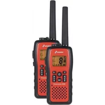 Rokas PMR radio Stabo Freecomm 850 (Modelis 20850) — lietošanai ārpus telpām, 2‑gab. komplekts