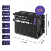 Lādētājs QOLTEC Monolith 20A 12V LiFePO4, AGM, GEL, SLA akumulatoriem