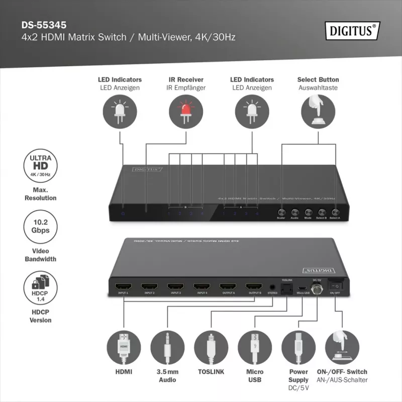 Video slēdzis (HDMI) DS-55345