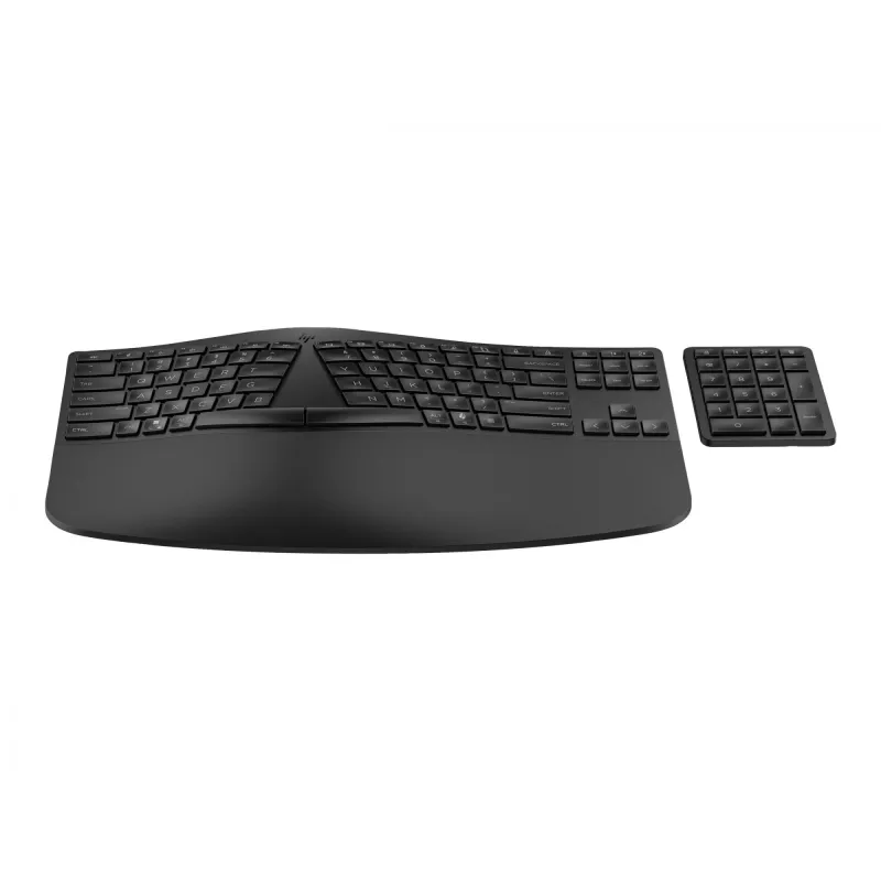 HP 960 ergonomiskā bezvadu tastatūra, pilna izmēra (100%), bezvadu, RF bezvadu + Bluetooth, membrānas, melna