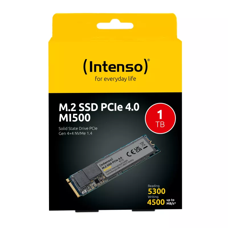 SSD|INTENSO|MI500|1TB|M.2|NVMe|3D NAND|Write speed 4500 MBytes/sec|Read speed 5300 MBytes/sec|4mm|TBW 600 TB|MTBF 1500000 hours|3836460