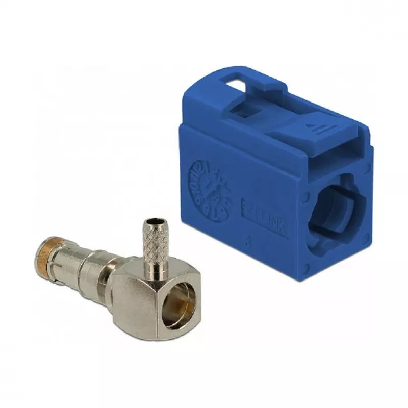 DELOCK 89715 koaksiālais savienotājs – FAKRA C vīrišķais, 90° leņķa, 13,8×21,5×9,5 mm