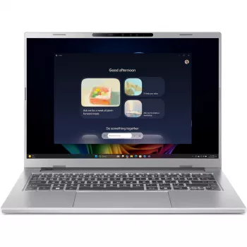 Acer Aspire 14 AI A14-61M-R4UM klēpjdators — 14 collu WUXGA, AMD Ryzen AI 5 330 3,4 GHz, 16 GB LPDDR5x, 1 TB SSD, Windows 11 Home, sudraba krāsa