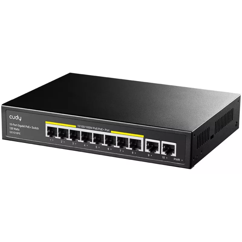 Cudy GS1010PE tīkla komutators Gigabit Ethernet 10 porti PoE Melns