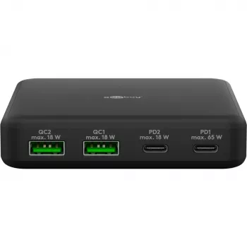 GOOBAY multiportu USB-C PD GaN galda lādētājs 65 W, melns