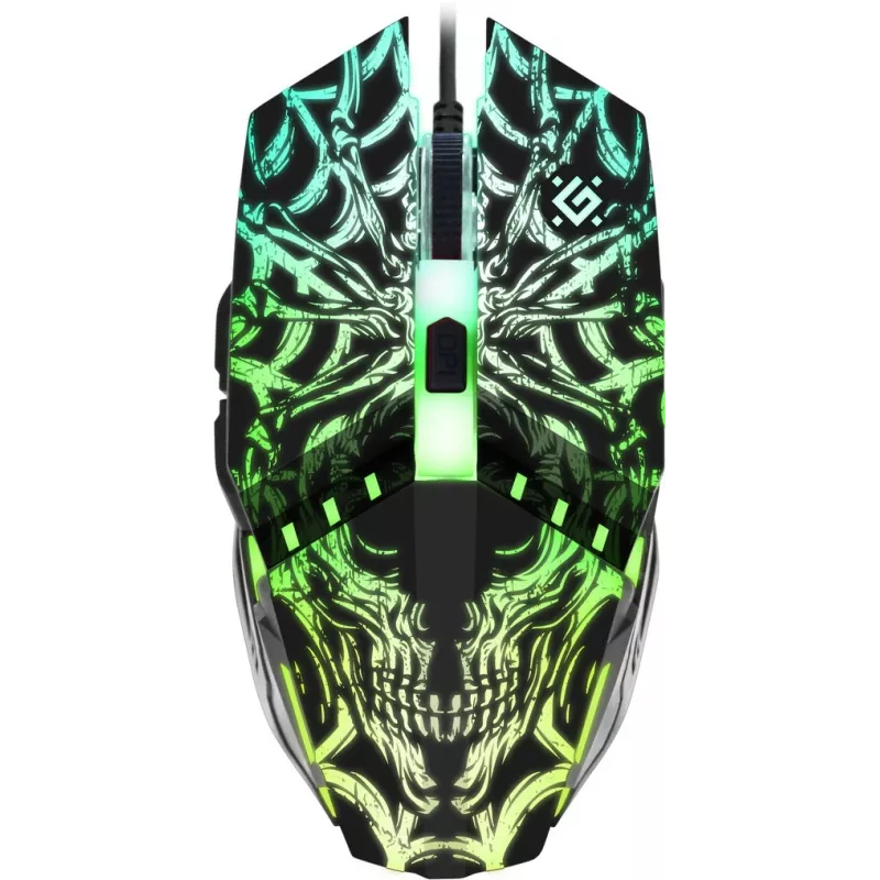 Spēļu pele DEFENDER GM-670L Ambidextrous optiskā, 2400 DPI, 5 pogas, vadu, melna, RGB