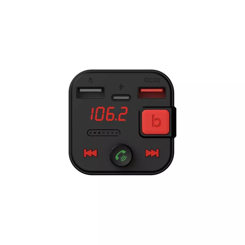 SAVIO FM raidītājs, Bluetooth 5.3, QC 3.0 lādētājs, LED displejs, Bass Boost, TR-15, melns