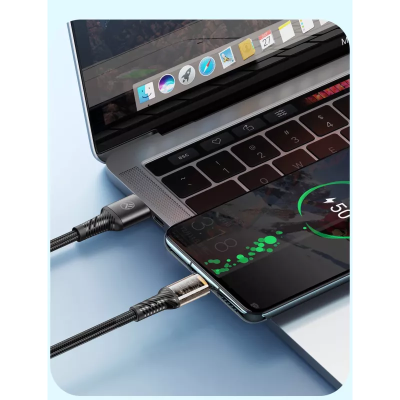 USB Type-C datu kabelis Tellur TLL155711, 3A strāva, 100 cm, melns