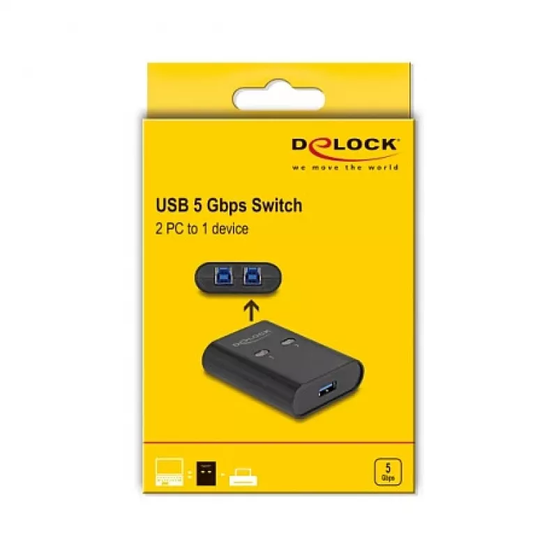 DeLOCK USB pārslēgs 2 datoriem uz 1 ierīci 5 Gbps melns