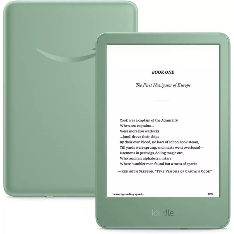 E-grāmatu lasītājs Amazon Kindle 11. paaudze 6 collas 16 GB Wi‑Fi Matcha, USB-C, pārstrādāta plastmasa