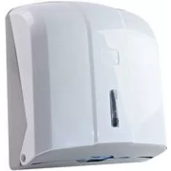 Papīra dvieļu dozators HYGOSTAR 88838 — Plastmasa, balts, saderīgs ar Z-locījuma un C-locījuma dvieļiem