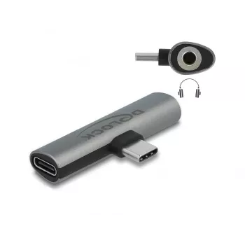 DeLOCK 64186 kabeļa adapteris USB Type-C USB Type-C + 3.5mm pelēks
