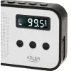 Pārnēsājamais ciparu radio Adler AD 1907 — AM/FM, ciparu uztvērējs, modinātājs, USB-C, 600 mAh baterija, LCD, 20 atmiņas vietas, teleskopiskā antena