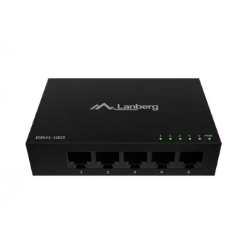 Tīkla komutators LANBERG DSM1-1005 5x 1 Gb/s nepārvaldāms darbvirsmas, metāla korpuss, 12V