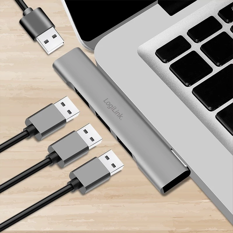 LogiLink USB 3.2 Gen1 centrmezgls 4 portu USB-A 1x USB3.0 AF 3x USB2.0 AF UA0436