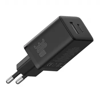 Baseus P10111404113-00 Cube USB-C / USB-A 30W tīkla lādētājs, melns