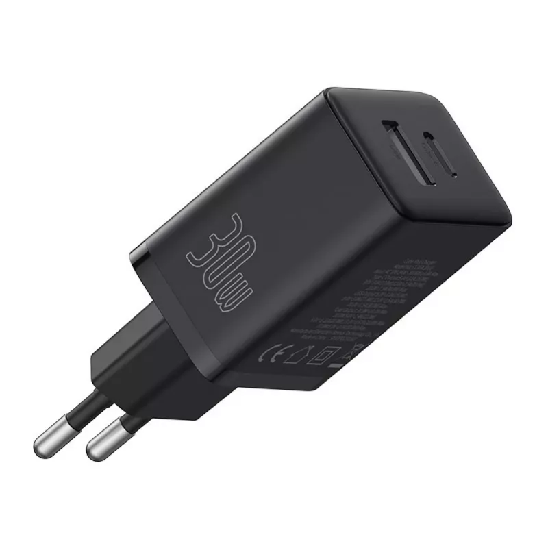 Baseus P10111404113-00 Cube USB-C / USB-A 30W tīkla lādētājs, melns