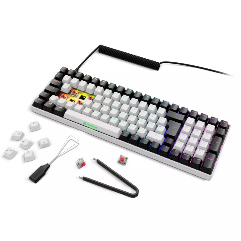 SKILLER SGK50 S2, Gaming tastatūra balta, DE izkārtojums, Gateron Red