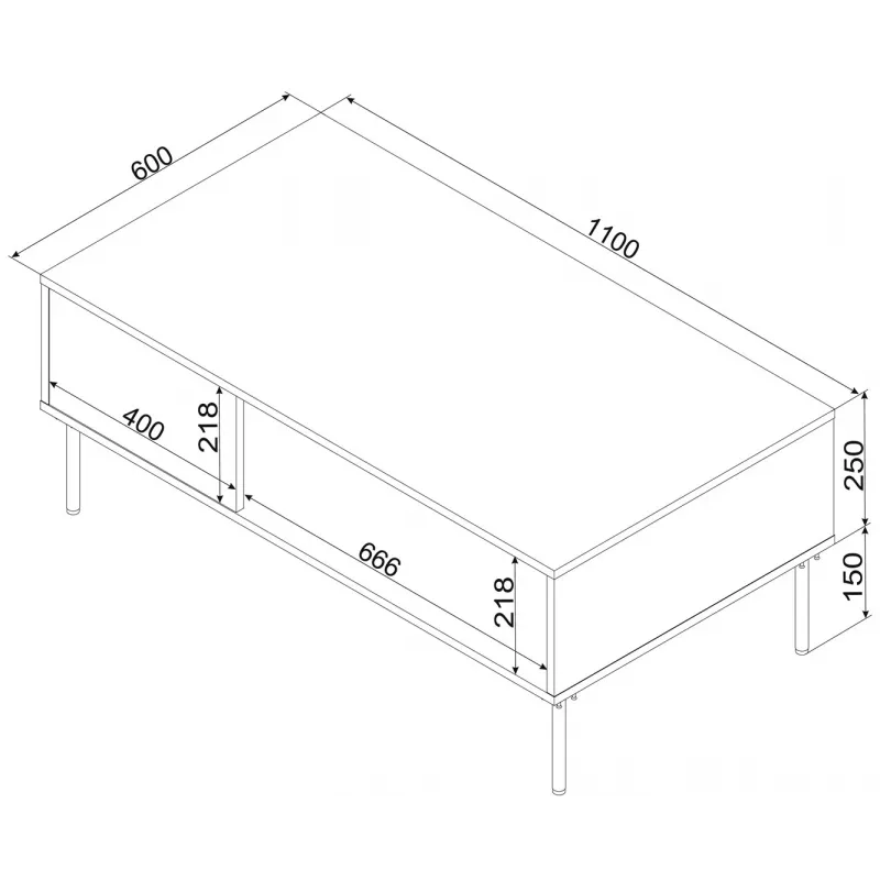 Cama TRESSE sols / galdiņš 110x60x40 matēts zaļš