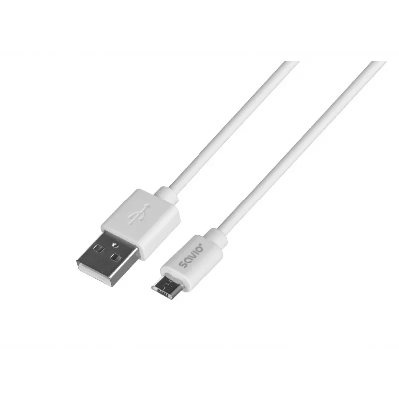 USB kabelis SAVIO CL-123 USB 2.0, USB A uz Micro-USB B, 1 m, balts