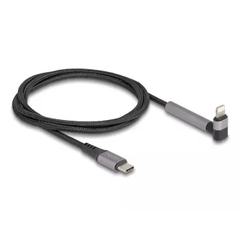 USB Type-C uz Lightning uzlādes un datu kabelis ar leņķveida savienotāju un statīva funkciju, DELOCK 1.5 m, 9 V 3 A (MFi)