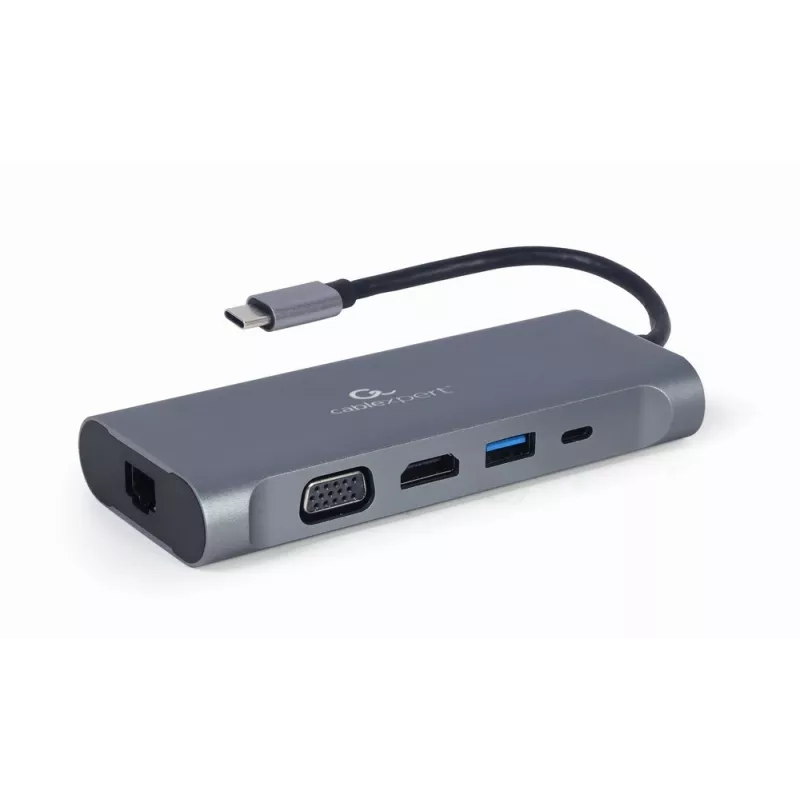 Gembird A-CM-COMBO7-01 piezīmjdatora dokstacija/portu replikators USB 3.2 Gen 1 (3.1 Gen 1) Type-A pelēks