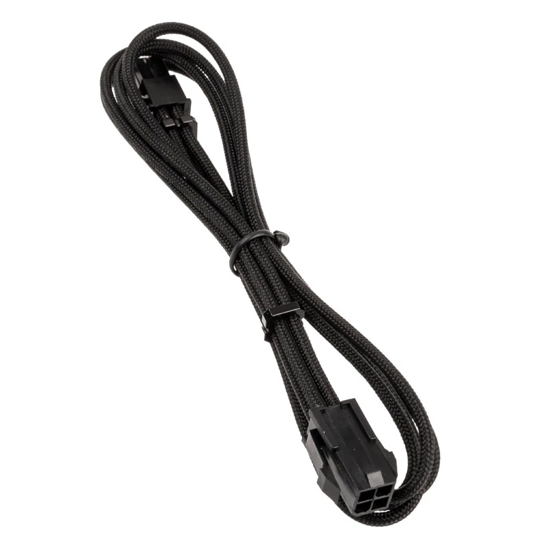 BitFenix Alchemy 4-polu ATX12V pagarinājuma kabelis, 45 cm, ar apvalku — melns