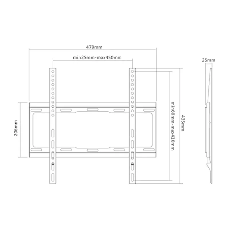 TV kronšteins SUNNE 32-55-EF melns 139,7 cm (55 collas)