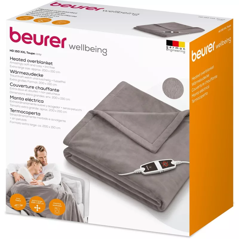 Beurer HD 150 XXL Cosy Taupe apsildāmā sega, 200 x 150 cm