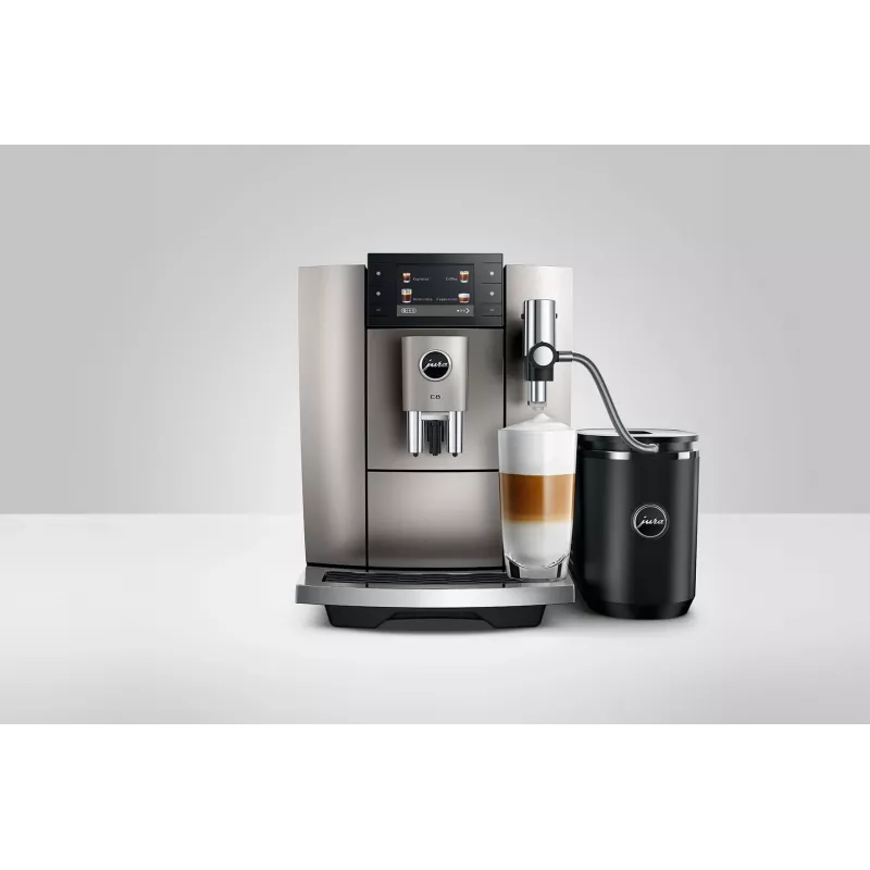 Espresso kafijas automāts JURA E8 Pilnībā automātisks 1,9 L Sudraba — 15 bāri, 3,5 collu displejs, dzirnaviņas, piena putotājs