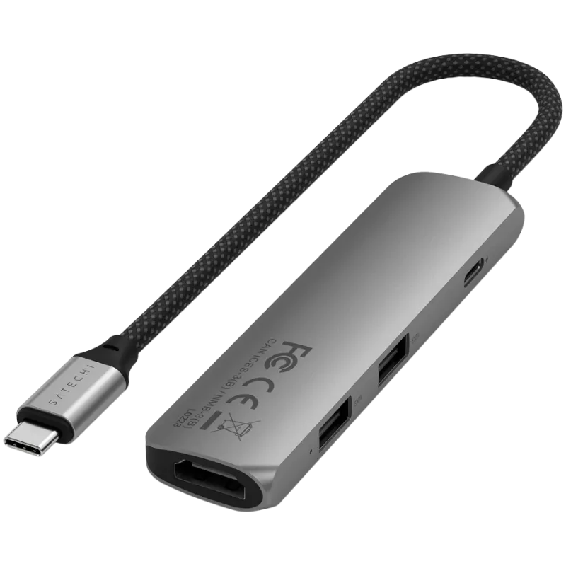 Satechi ST-P4SM saskarnes centrmezgls USB Type-C 10000 Mbit/s Pelēks