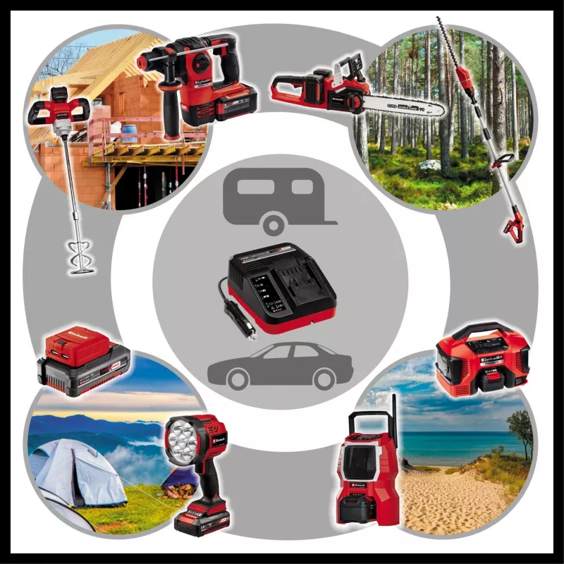 Battery Charger Einhell Power X-Car Charger 3A Cigar Lighter Red
